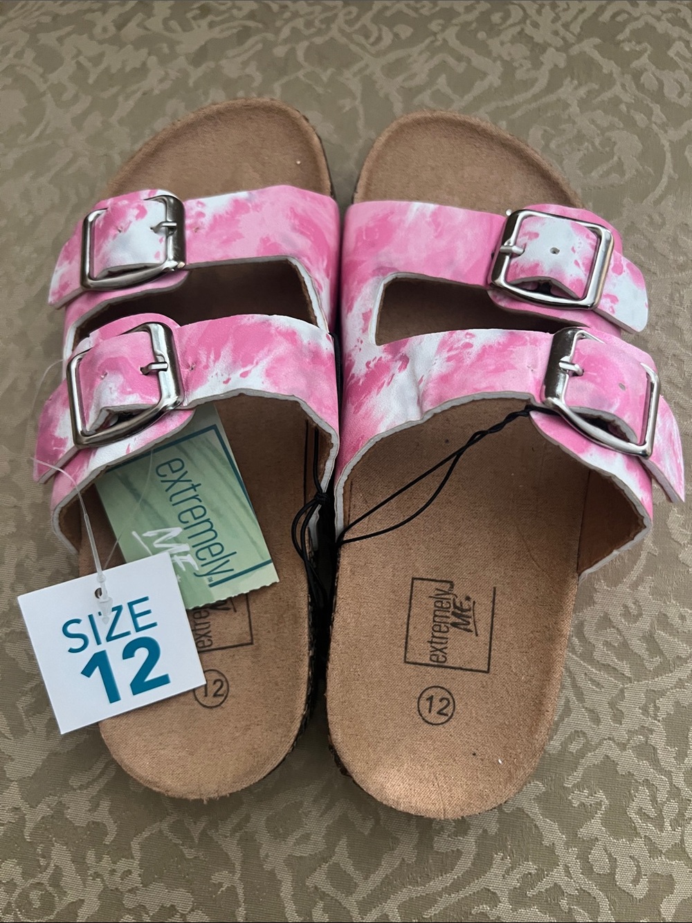 Kids Pink Tie-Dye Double Buckle Sandals